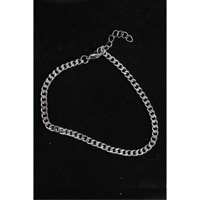 316L Çelik İnce Klasik Model Gümüş Renk Erkek Bileklik - Lisinya