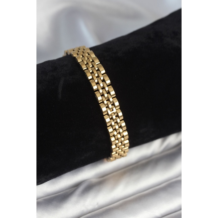 316L Çelik 9 mm Kalınlıkta Gold Renkli Erkek Bileklik - Lisinya