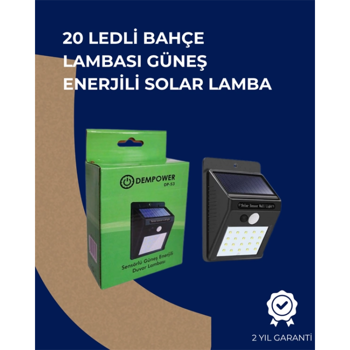 Solar Enerjili 20 Led Duvar Lambası | Hareket Sensörlü, Su Geçirmez, Kablo Gerektirmez ( Lisinya )