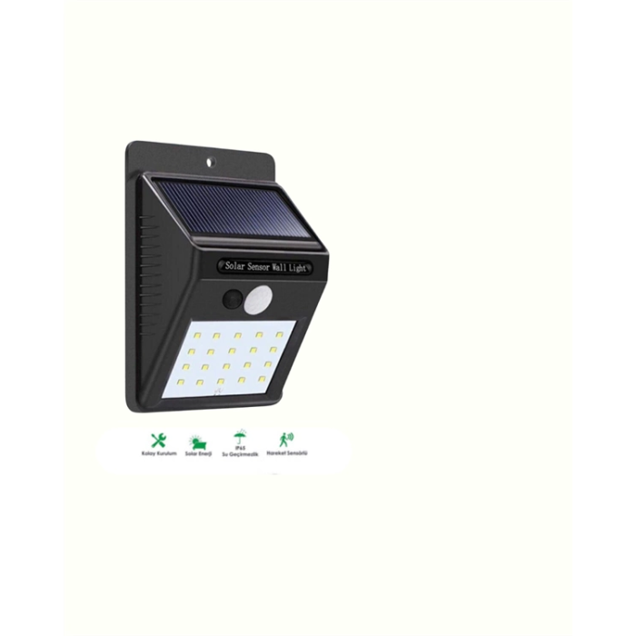 Solar Enerjili 20 Led Duvar Lambası | Hareket Sensörlü, Su Geçirmez, Kablo Gerektirmez ( Lisinya )