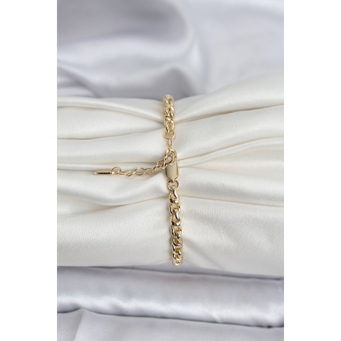 14K Gold Renk Kaplama Zincir Model Kadın CM Bileklik - Lisinya