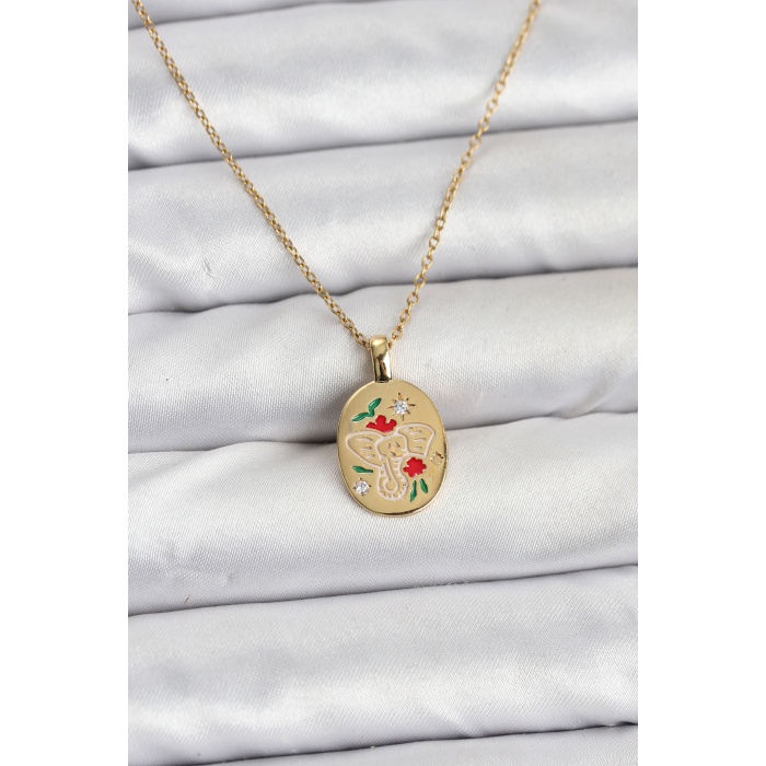 316L Çelik Zincir Gold Renk Fil Figürlü Kadın Kolye - Lisinya