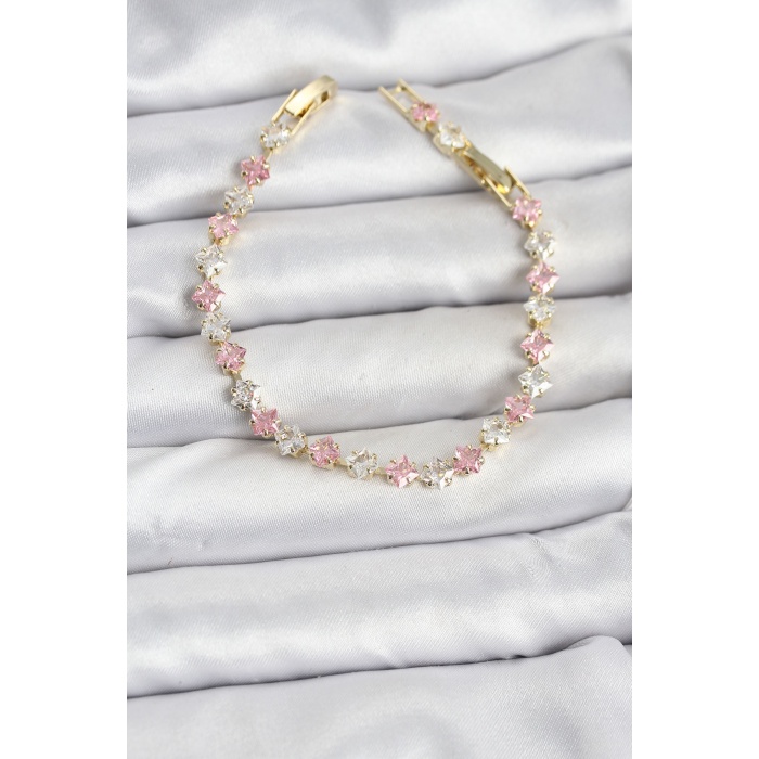 Kare Zirkon Taşlı Gold Renk Kadın Bileklik - Lisinya