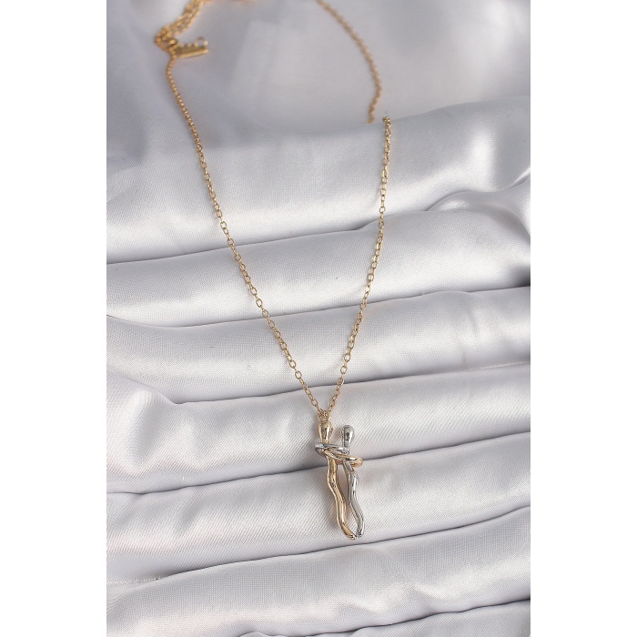 316L Çelik Gold Renk Zincir Renkli Sarılma Model Kadın Kolye - Lisinya