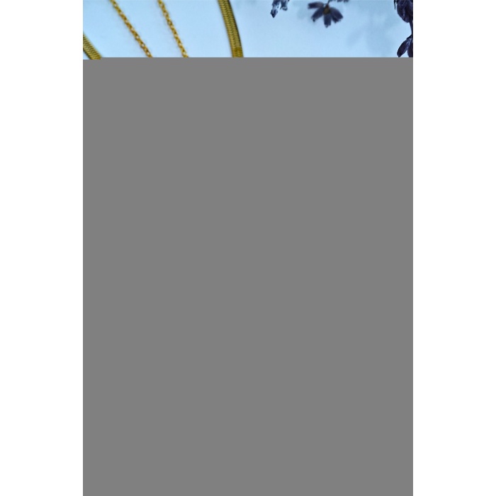 Baget Taşlı Altın Renk İtalyan Bakla Zincirli Kadın Çelik Kolye - Lisinya