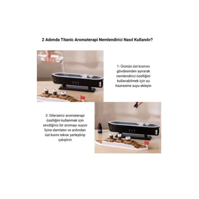 Titanic Gemi Hava Nemlendirici Işıklı Fonksiyonlu Buhar Makinesi Kumandalı - Lisinya