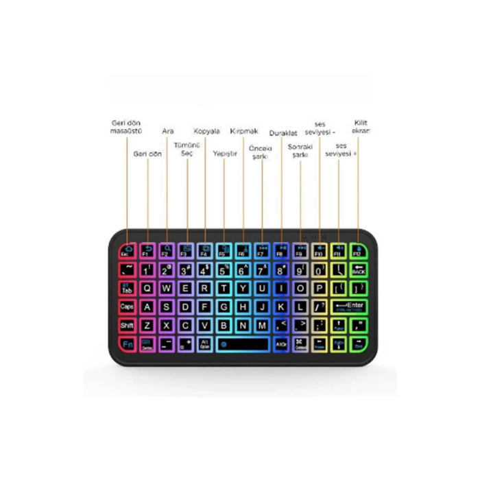 Mini Klavye Smarttv Işıklı Bluetooth Kablosuz Televizyon Ps3 Dizüstü Tabletler Ve Telefonlar İçin - Lisinya
