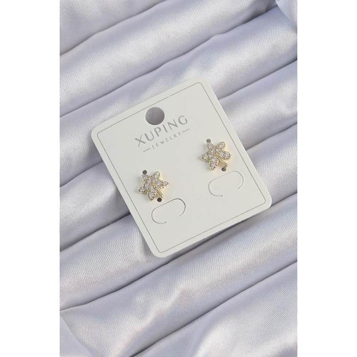 Xuping Gold Renk Zirkon Taşlı Yaprak Küpe - Lisinya