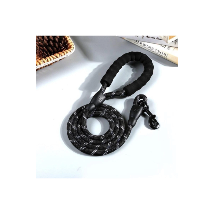 Köpekler İçin Gezdirme Tasması Reflektörlü 130 Cm Halat Orta Ve Büyük Boy Köpekler İçin Siyah ( Lisinya )