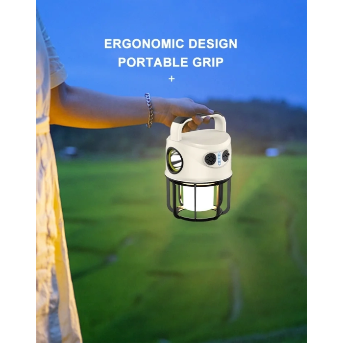 Ps-22025 Çift Işıklı Type-c Powerbank Özellikli Taşınabilir Şarj Edilebilir Kamp Lambası ( Lisinya )