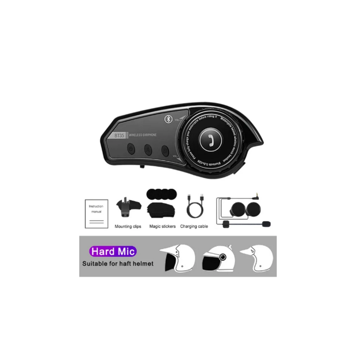 Bt35 Kask Kulaklık Bluetooth 5.0 Motosiklet Interkom Su Geçirmez Kablosuz Kulaklık ( Lisinya )