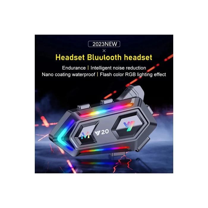 Y20 Motor Kurye Kask Kulaklık Rgb Modlu Bluetooth Motosiklet Kulaklık 5.3 Bluetooth Interkom ( Lisinya )