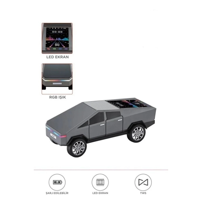 D68 Cyber Model Araba Tasarımlı Bluetooth Hoparlör 15w Güçlü Ses Rgb Led /tws/usb Gri - Lisinya