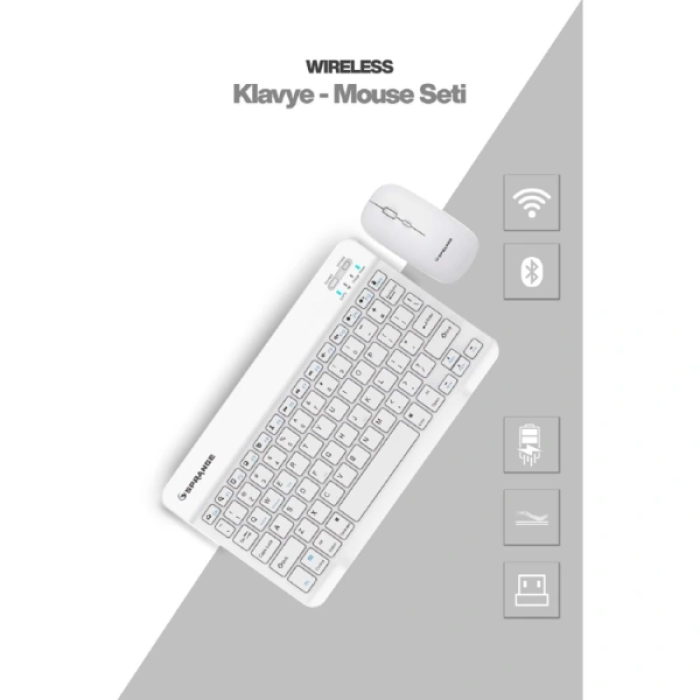 Beyaz Kablosuz Klavye Ve Mouse Seti ( Lisinya )