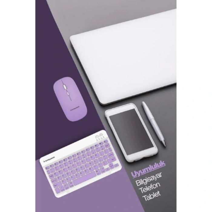 Mor Kablosuz Klavye Ve Mouse Seti ( Lisinya )