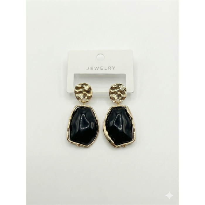 Akrilik Taşlı Küpe - Siyah