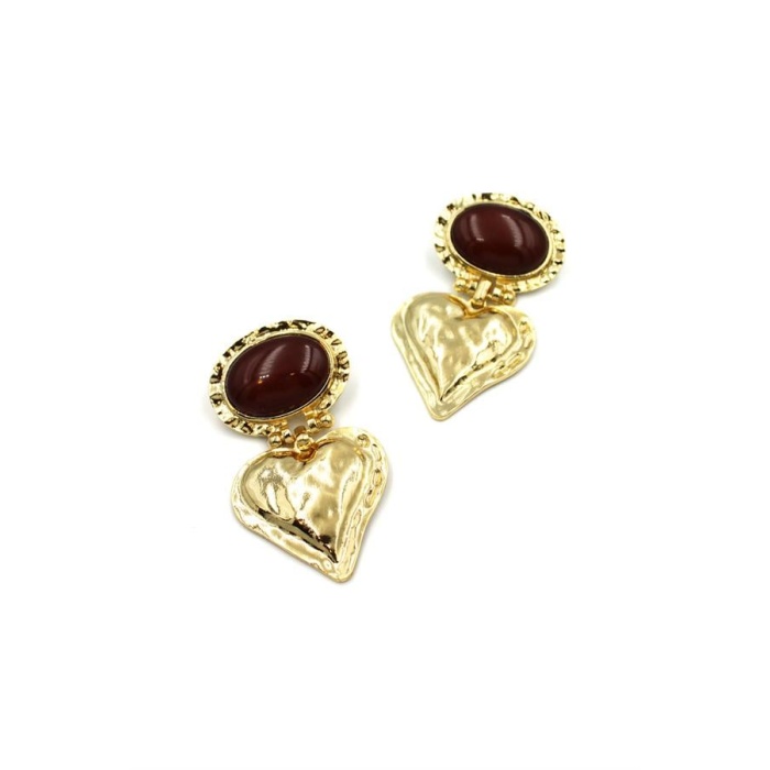 Kalp Küpe - Kahverengi