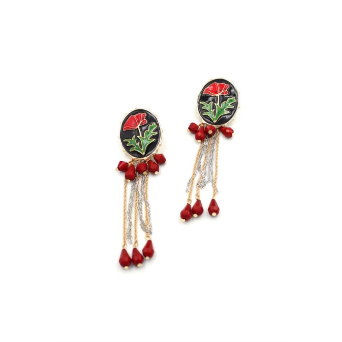 Çiçek Küpe - Kırmızı