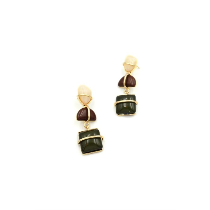 Taşlı Küpe - Yeşil