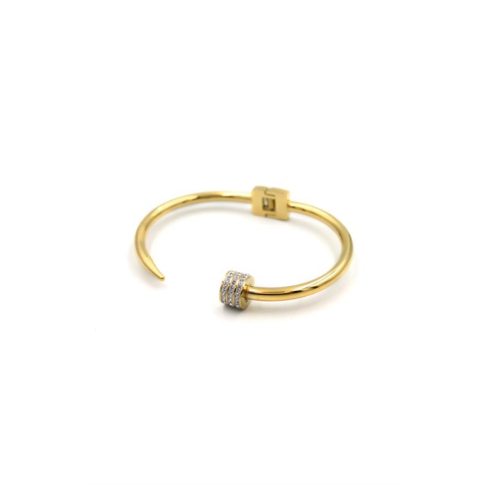 Taşlı Çivi Bilezik - Altın