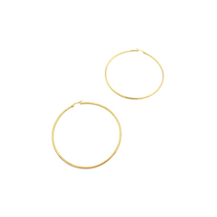 Çelik Halka Küpe -7 cm - Altın