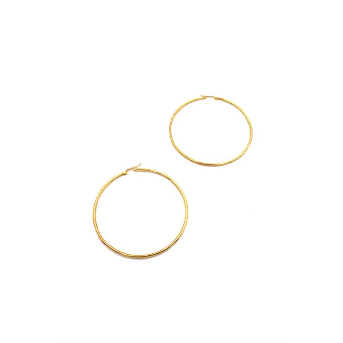 Çelik Halka Küpe -7 cm - Altın