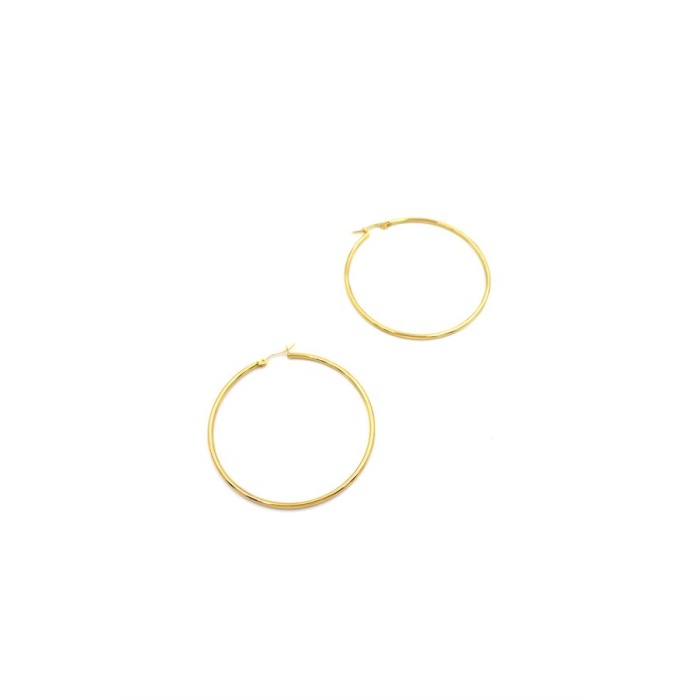 Çelik Halka Küpe - 5 cm - Altın