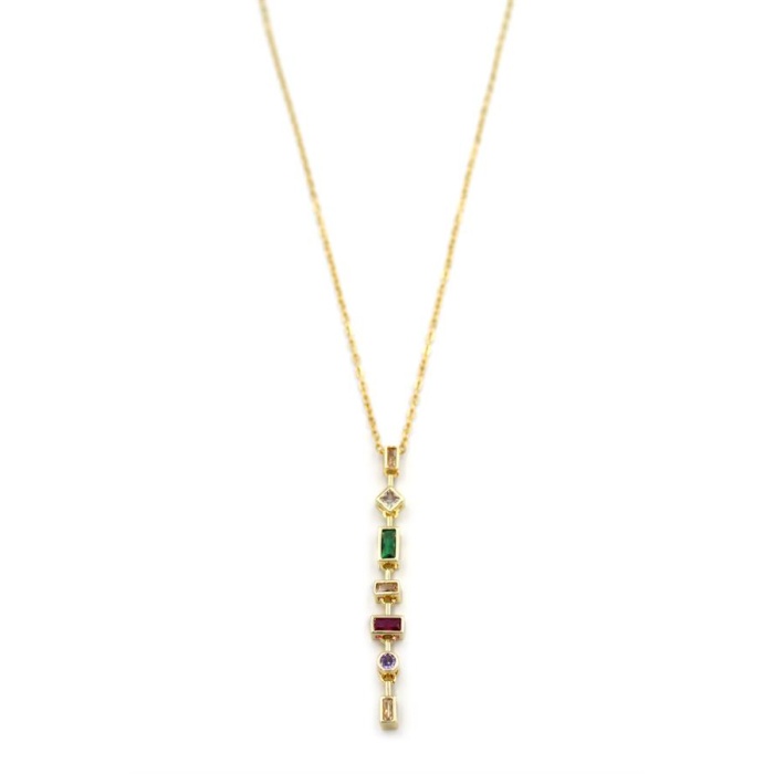 Renkli Taşlı Element Kolye - Altın