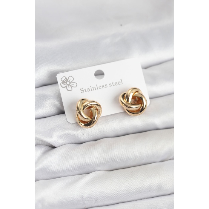 316L Çelik Gold Renk Sarmal Model Kadın Küpe -