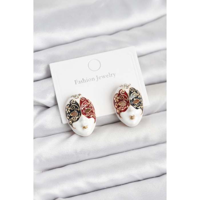 Maske Model Pirinç Kadın Küpe -