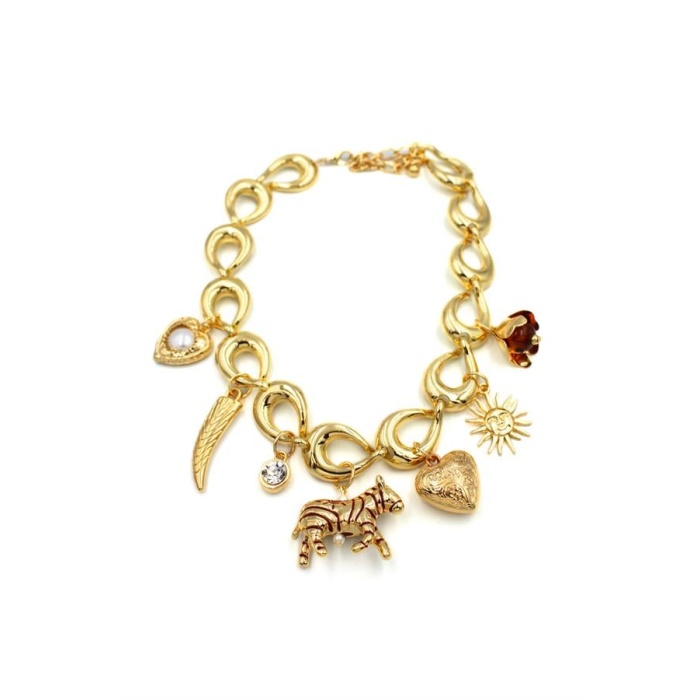 Metal Zebra Kolye - Altın