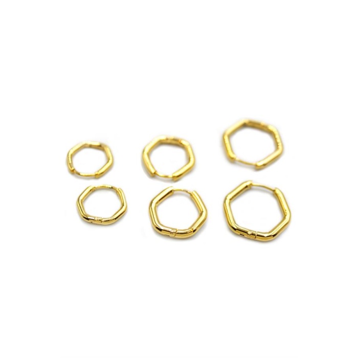 6lı Beşgen Küpe - Altın