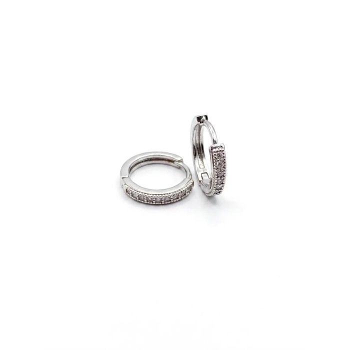 Taşlı Halka Küpe - Gümüş