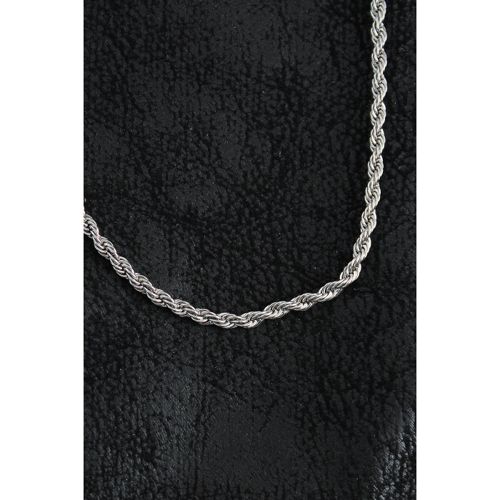 316L Çelik Burgu Zincir Model Gümüş Renk Erkek Kolye - Lisinya