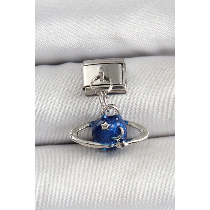 316L Çelik Sallantılı Satürn Model Gümüş Renk Nomination Charm - Lisinya