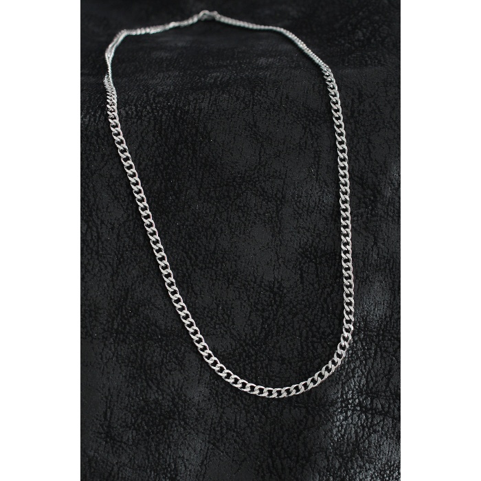 316L Çelik Klasik Zincir Model Gümüş Renk Erkek Kolye - Lisinya