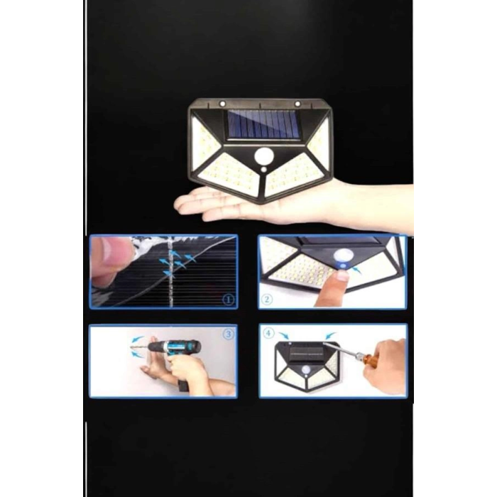 Güneş Enerjili Bahçe Aydınlatma Lambası Solar 100 Led Lamba ( Lisinya )