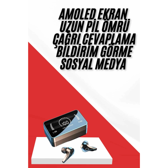 Tws Bluetooth Kulaklık Aynalı Kulaklık Dijital Göstergeli Dokunmatik Kontrol ( Lisinya )