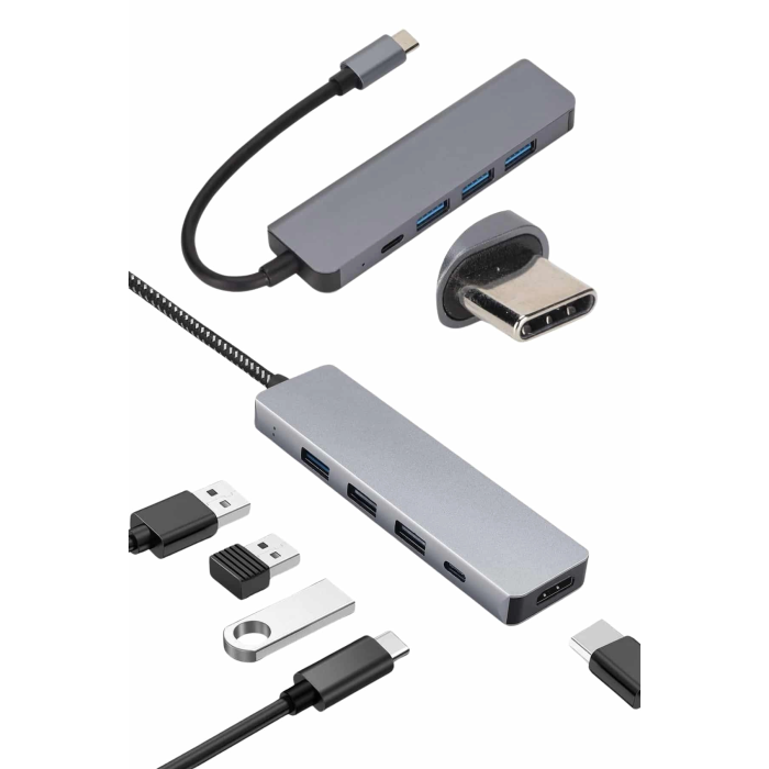 Çevirici Dönüştürücü Adaptör Macbook 3 In 1 Type-c To Hdmı Usb 3.0 ( Lisinya )