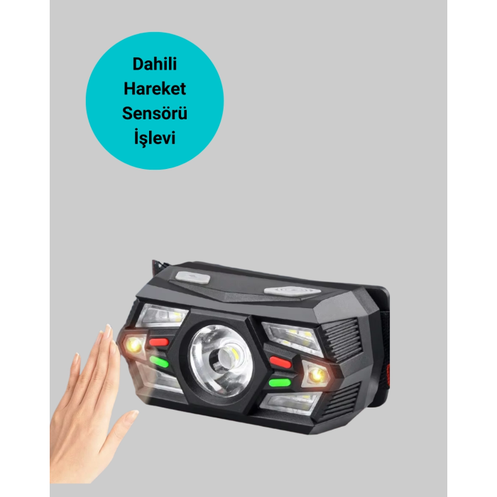 Şarj Edilebilir Led Far Hareket Sensörlü 5 Modlu Outdoor ( Lisinya )