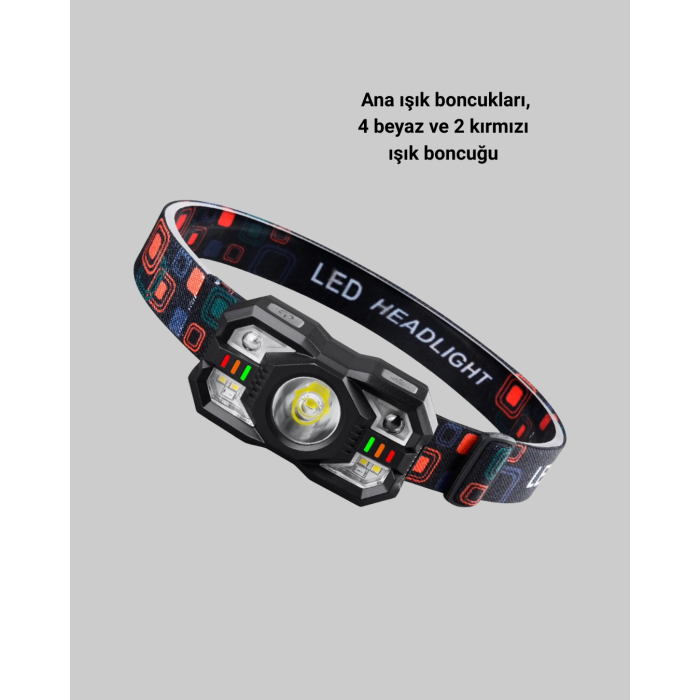 Şarj Edilebilir Led Far Hareket Sensörlü 5 Modlu Outdoor ( Lisinya )