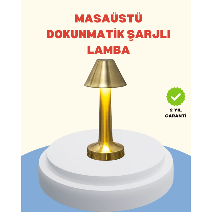 Şarjlı Masa Lambası 3 Işık Modu Kademesiz Karartma Metal Gövde ( Lisinya )