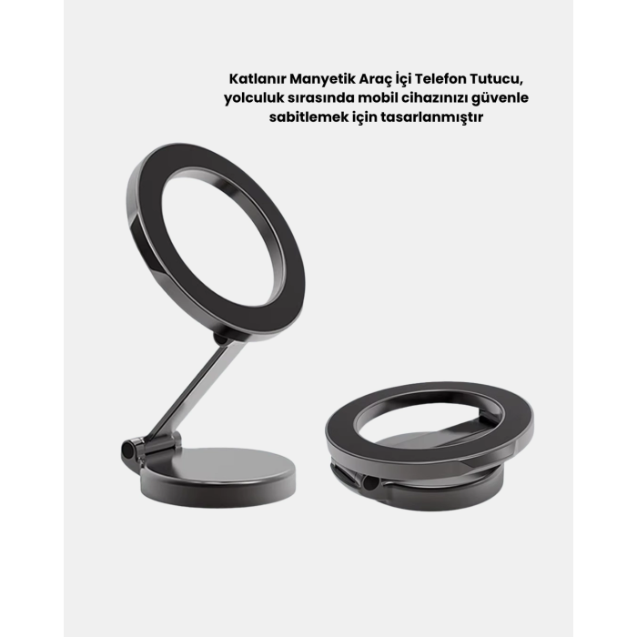 360° Dönebilen Katlanır Manyetik Araç Telefon Tutucu – Magsafe Uyumlu, Kompakt Ve Şık Tasarım ( Lisinya )