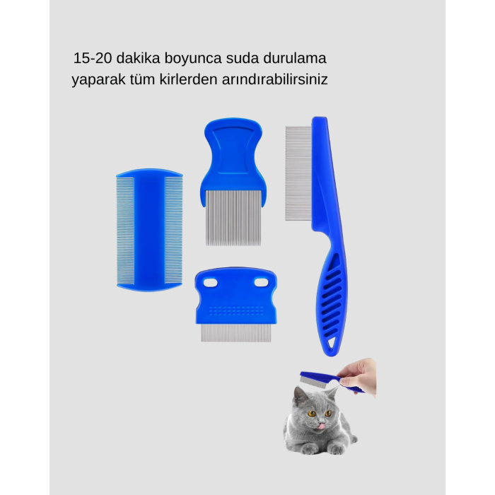 Evcil Hayvan Tüy Bakım Seti – 4’lü Paslanmaz Çelik Ve Eco Plastik, Kolay Temizlenebilir Ve Dayanıklı ( Lisinya )