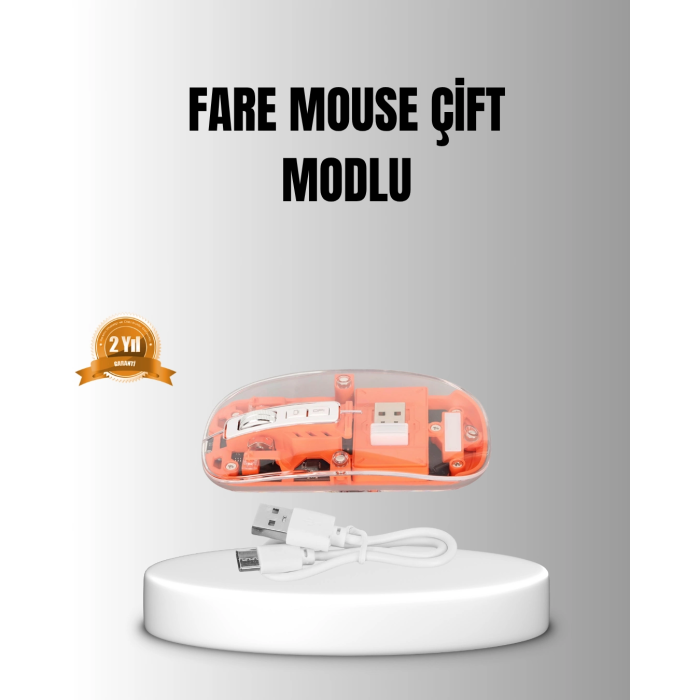 Çift Modlu Kablosuz Bluetooth 5.0 + 2.4ghz Mouse – 3 Cihaz Bağlantılı, Hızlı Geçiş Düğmeli ( Lisinya )