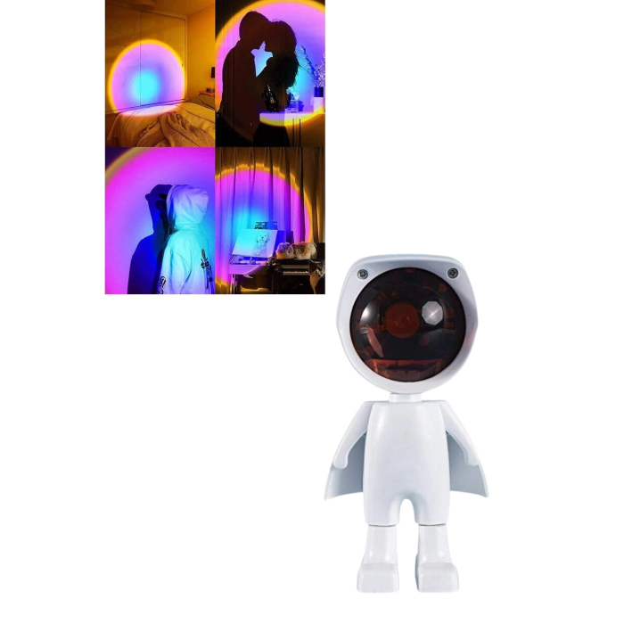 Astronot Işık Projektörü Gökkuşağı Projeksiyon Gece Lambası Hediyelik ( Lisinya )