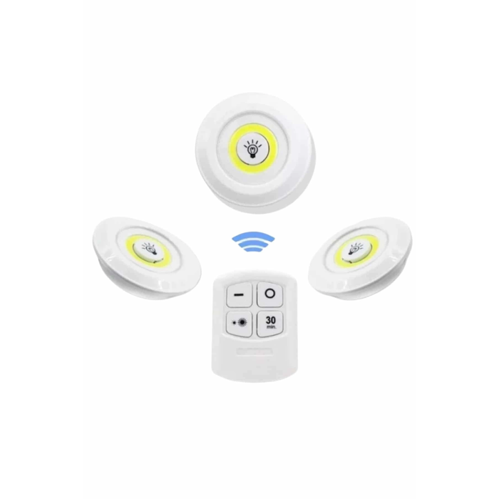 Dolap Işığı Mutfak Rafı Işığı Uzaktan Kumandalı 3 Lü Spot Led Lamba ( Lisinya )