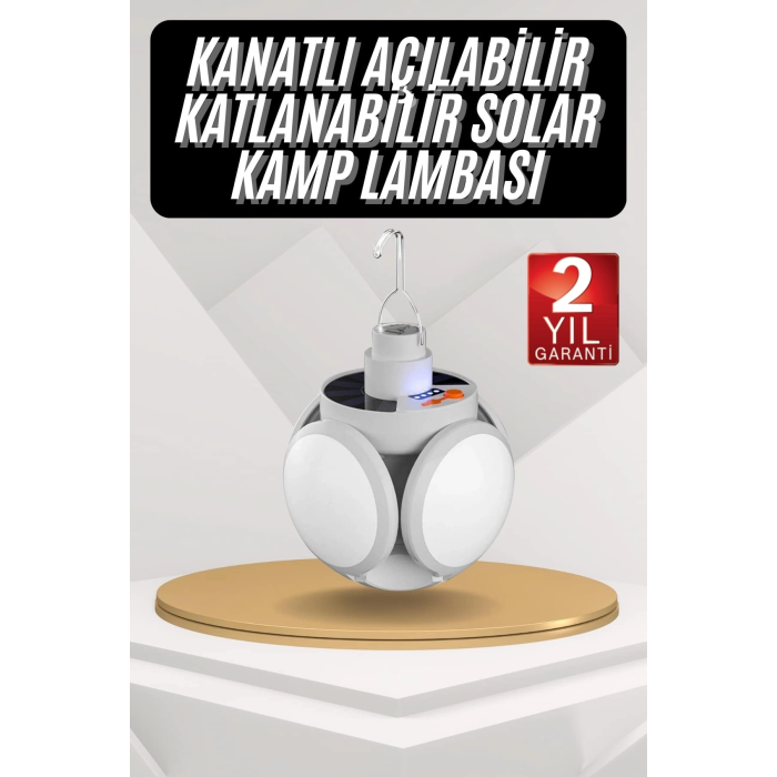 Kamp Lambası Güneş Enerjili Solar 5 Kanatlı Katlanır Lamba Karavan ( Lisinya )