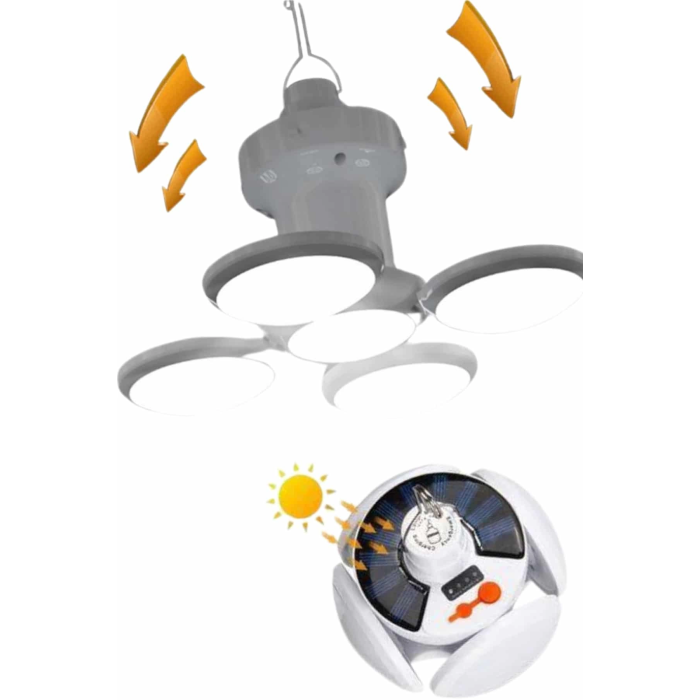 Kamp Lambası Güneş Enerjili Solar 5 Kanatlı Katlanır Lamba Karavan ( Lisinya )