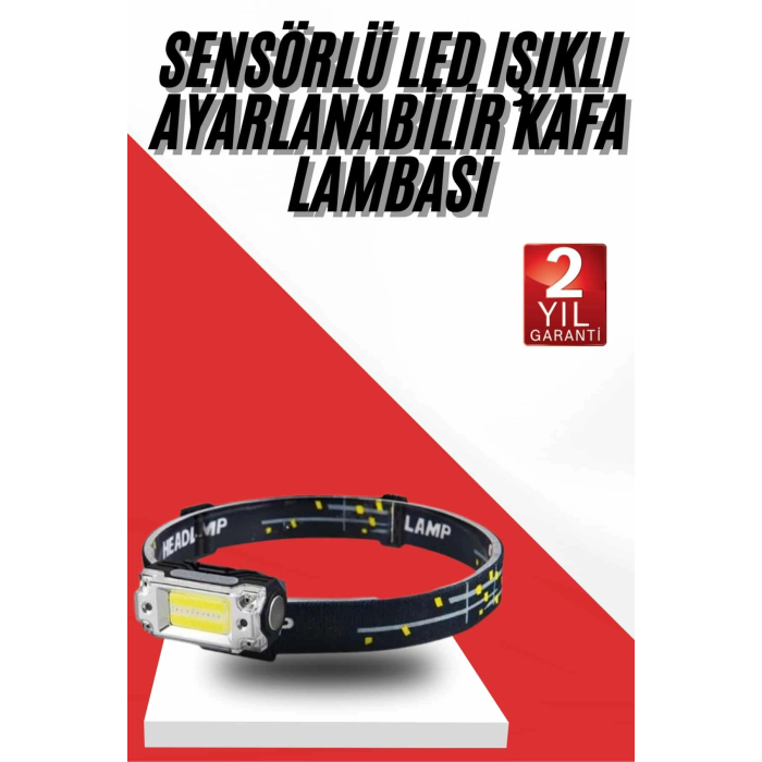 Sensörlü Kamp Lambası Ayarlanabilir Kafa Lambası Kafa Bantlı ( Lisinya )